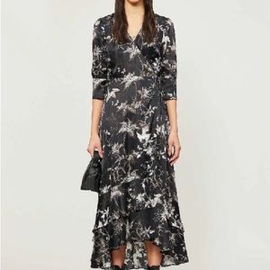 All Saints floral print long wrap dress